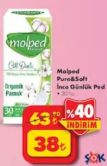 MOLPED PURE & SOFT İNCE GÜNLÜK PED 30'LU MOLPED PURE & SOFT İNCE GÜNLÜK PED 30'LU
